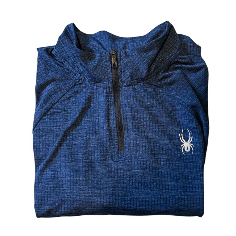 Spyder Active Men’s Moisture Wicking 4-Way Stretch 1/4 Zip Pullover Blue Size L - Picture 3 of 9